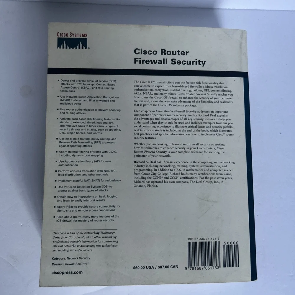Cisco Router Firewall Security Richard Deal Used Good